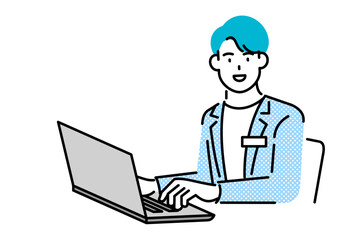 man working with laptop, business concept