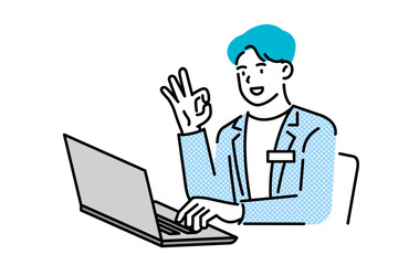 man working with laptop, business concept