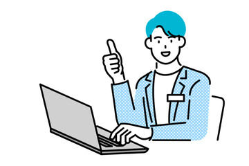 man working with laptop, business concept