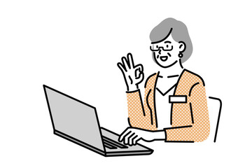 woman working with laptop, business concept