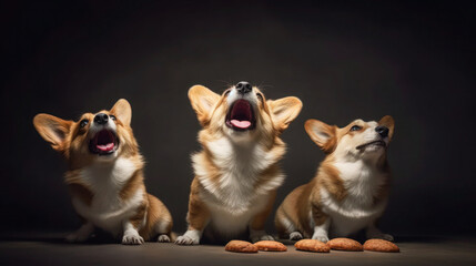 Studio Fun with Pembroke Welsh Corgis. Generative AI