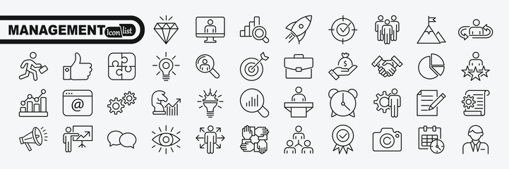 Business and management line icons set. Management icon collection. Vector illustrator