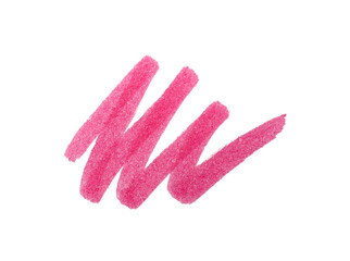 Stroke drawn with pink marker isolated on white, top view