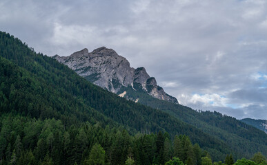 Obraz premium Stunning scenery. Natural backdrop of majestic mountains against a dramatic sky in Trentino Alto Adige, Italy, Europe.