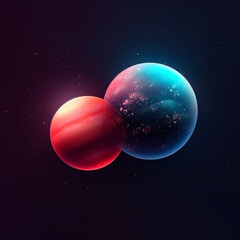 Planéte bleu, orange, rouge verticale et horizontale