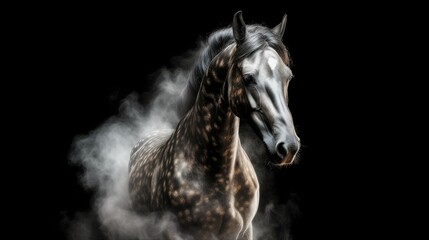 Portrait of Grace: The Black Horse Surging from Smoke