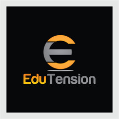 initial letter logo et, te, t in lowercase e on black background