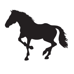A Horse Flat Vector Silhouette Illustration, Horse Black Color silhouette