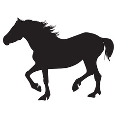A Horse Flat Vector Silhouette Illustration, Horse Black Color silhouette