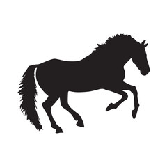 A Horse Flat Vector Silhouette Illustration, Horse Black Color silhouette