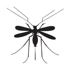 Mosquito Vector Silhouette Illustration, Flat Vector Silhouette Clipart.