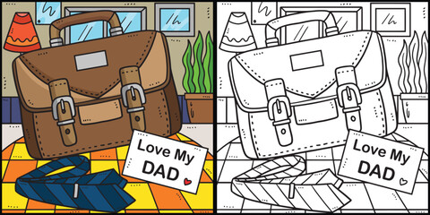 Fathers Day Love My Dad Coloring Page Illustration