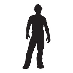 A Worker Vector Silhouette Illustration Flat Vector, Worker Flat Vector Illustration.