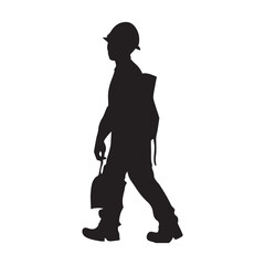 A Worker Vector Silhouette Illustration Flat Vector, Worker Flat Vector Illustration.