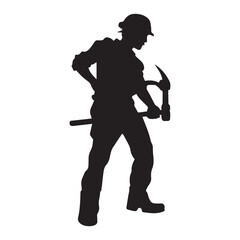 A Worker Vector Silhouette Illustration Flat Vector, Worker Flat Vector Illustration.