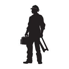 A Worker Vector Silhouette Illustration Flat Vector, Worker Flat Vector Illustration.