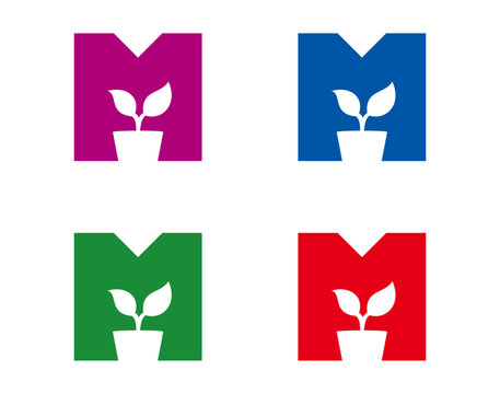 plant logo and letter m