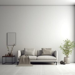 Minimalist Living Room Copyspace with Clean Lines. Generative AI