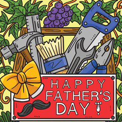  Happy Fathers Day Toolbox Colored Cartoon 