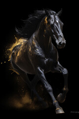 Naklejka na ściany i meble Aesthetic horse | black golden accents
