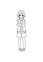 Illustration for coloring book of child in cartoon style (full body)