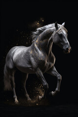 Fototapeta na wymiar Aesthetic horse | black golden accents