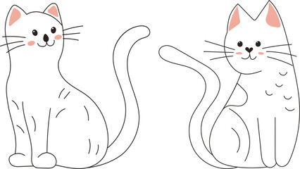 cats sitting childrens coloring book, isolated vector