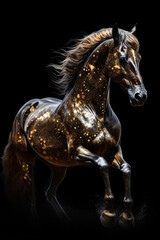 Fototapeta na wymiar Aesthetic horse | black golden accents