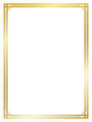 Art Deco gold frame vintage frame line geometric wedding label card frame png transparent background