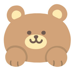 Cute Brown Grizzly Teddy Bear Hanging Cartoon Illustration