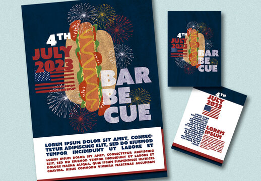 Poster flyer Barbecue 4 July Independence