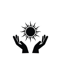 hands holding sun icon, vector best flat icon.