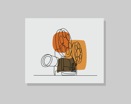 minimalist film projector art with orange accents clip art preview