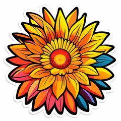 Fototapeta premium Colorful sunflower sticker isolated on white background. Vector illustration.