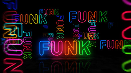 Funk music music neon light 3d illustration