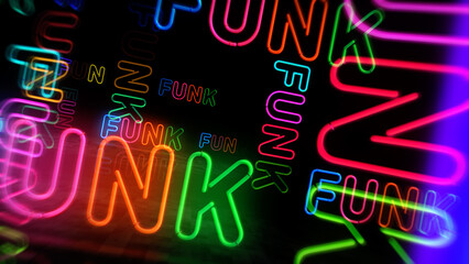 Funk music music neon light 3d illustration