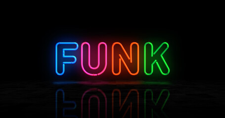 Funk music music neon light 3d illustration