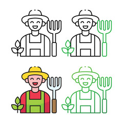 Farmer icon design in four variation color