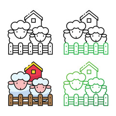 Sheep icon design in four variation color