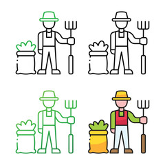Harvesting icon design in four variation color