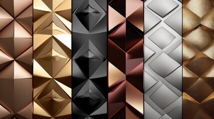 Futuristic Geometric Patterns in metallic tones. Abstract background wallpaper, 3D triangles. Generative AI