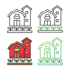 Barn icon design in four variation color