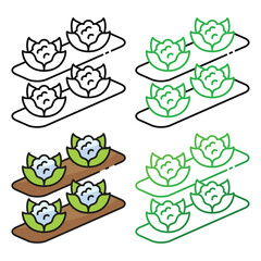 Cauliflower icon design in four variation color