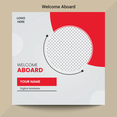 Welcome aboard welcome to the team banner social media post design