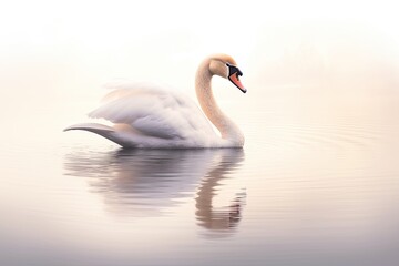 Plakat The swan in the pond double exposure illustration - Generative AI.