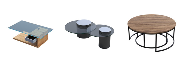 coffee table isolated on white background, 3D illustration, cg render
