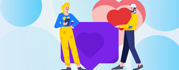 Happy Valentine's Day flat character vector concept operation hand drawn illustration
