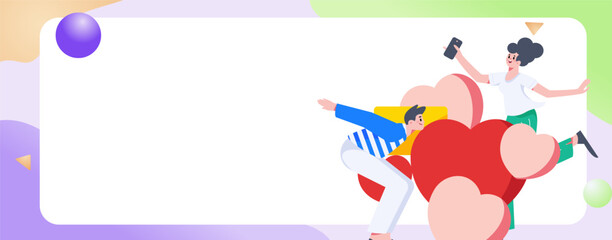 Happy Valentine's Day flat character vector concept operation hand drawn illustration
