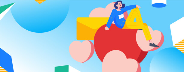 Happy Valentine's Day flat character vector concept operation hand drawn illustration
