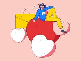 Happy Valentine's Day flat character vector concept operation hand drawn illustration
